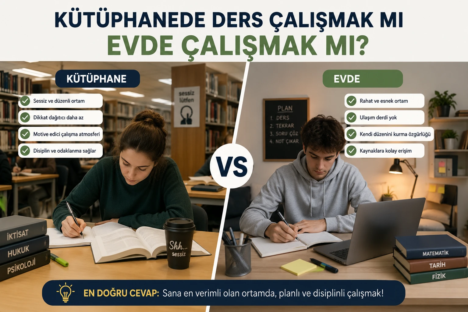 Kütüphanede Ders Çalışmak mı Evde Çalışmak mı?